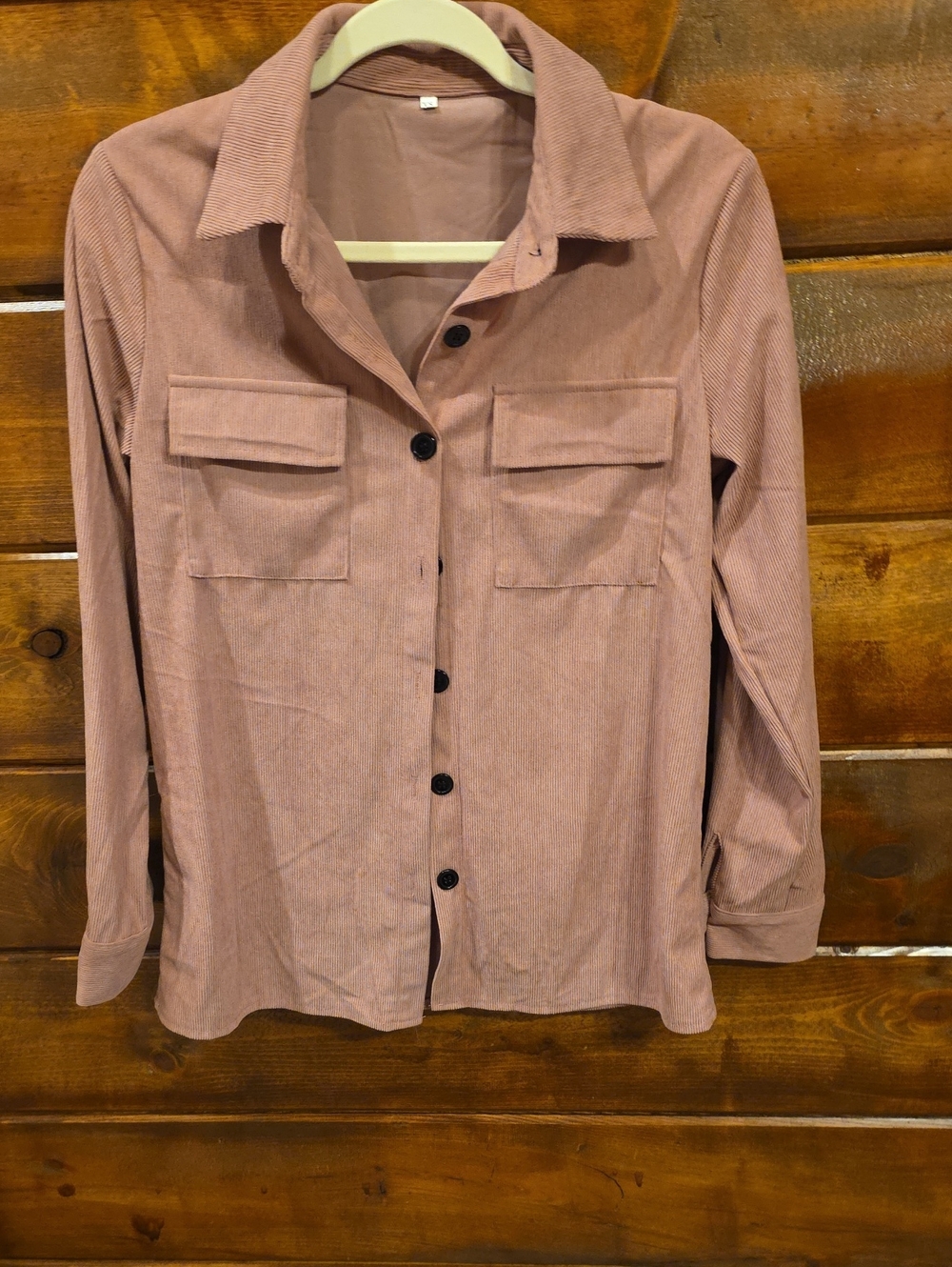 Dusty Rose Button-Up Shirt Jacket